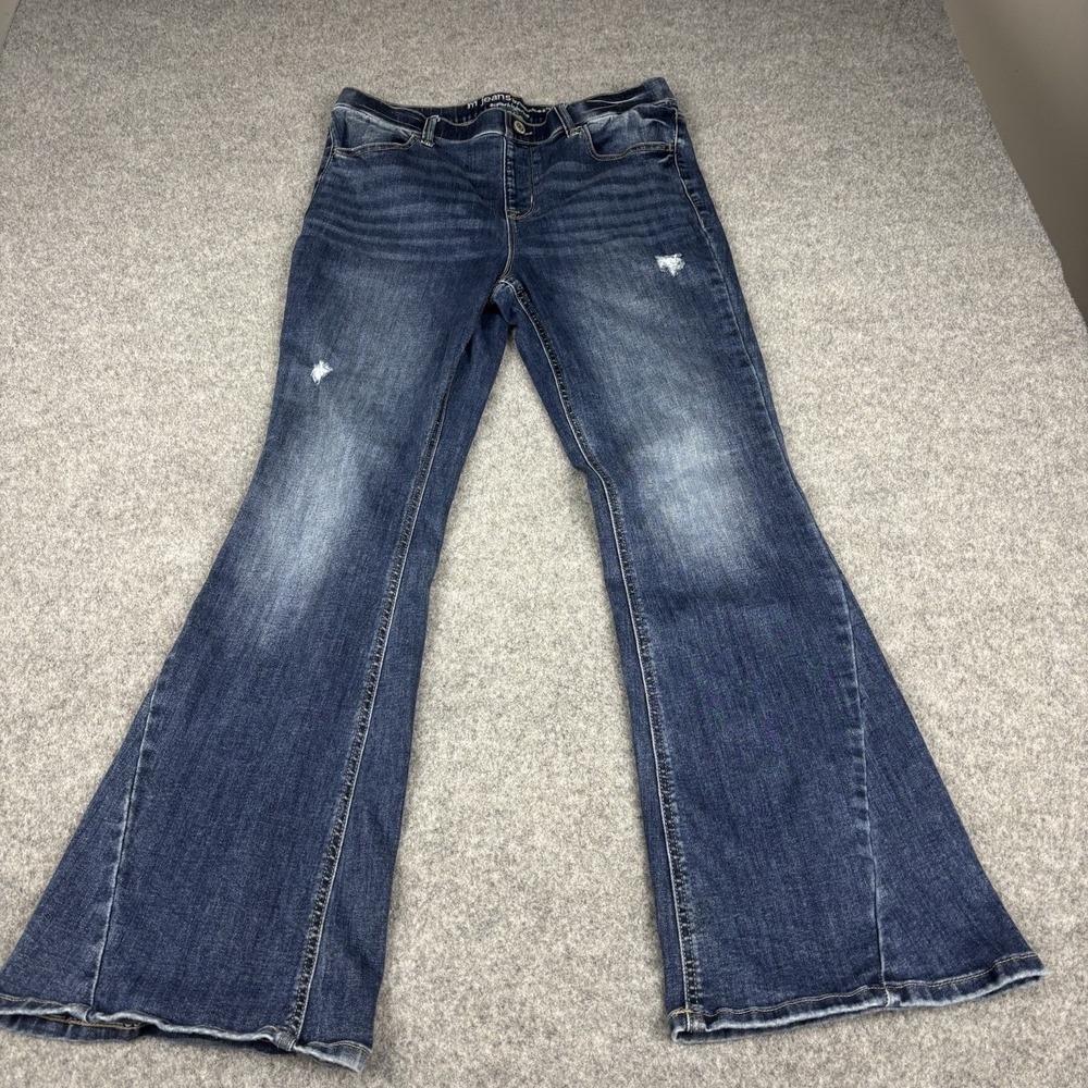 Maurice's Jeans Super High Rise Flare Women's Large Regular Fits 33x32 Blue EUC